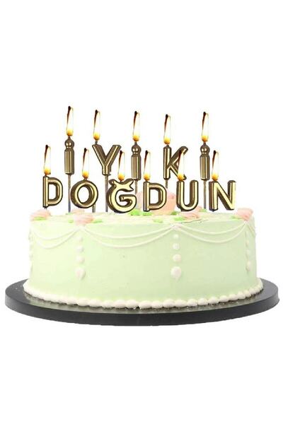 Bkmc Iyiki Doğdun Gold Mum 12 Cm Mum Doğum Günü Süsü