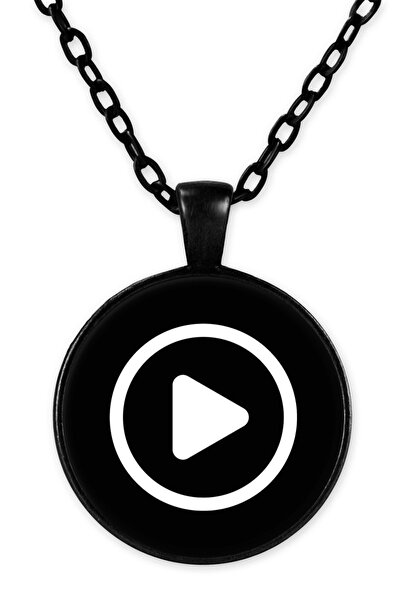 herotasarım Black Chain Play Button Necklace - Bll1073