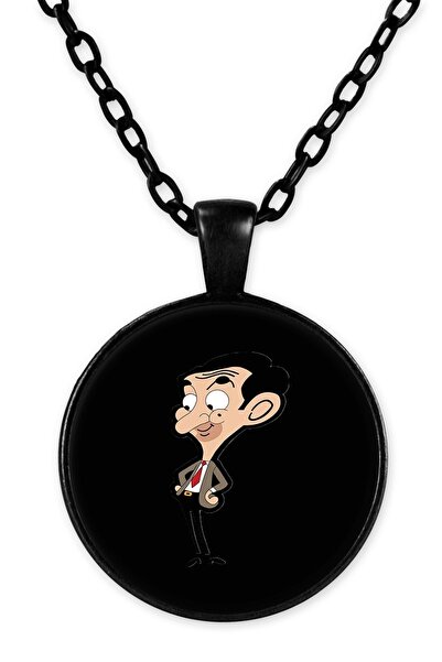 herotasarım Mr. Bean Siyah Zincirli Kolye Bll3047