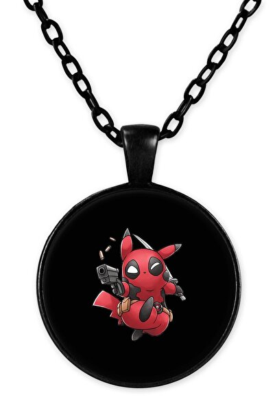 herotasarım قلادة ديدبول بيكاتشو بسلسلة سوداء - Bll3578
