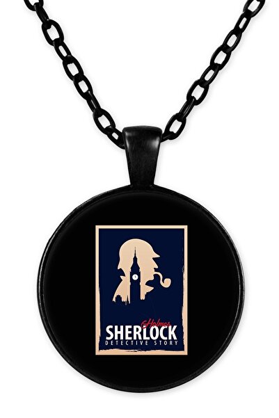 herotasarım شارلوك هولمز Bll1139 - قلادة سلسلة سوداء