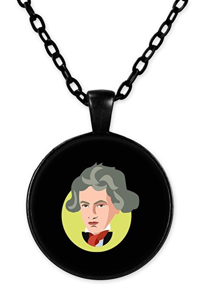 herotasarım قلادة سلسلة سوداء منقوشة من بيتهوفن - Lundwig An Bll975