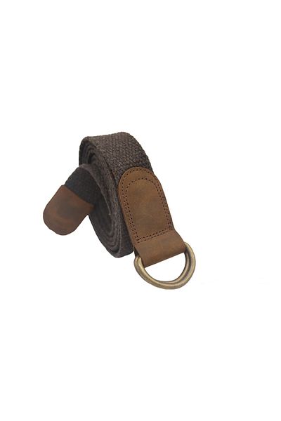 Anatolia Γυναικείο δέρμα 3cm Καφέ D Ring Antique Buckle Υφαντό βαμβακερό καμβά Αθλητικό τζιν Bezel ζώνη