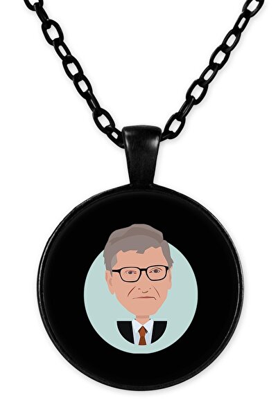 herotasarım قلادة بيل جيتس Bll1021 موديل بسلسلة سوداء