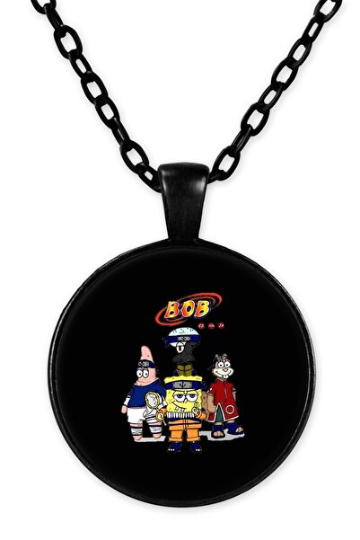 herotasarım قلادة بوب ناروتو سوداء مع سلسلة Bll3549