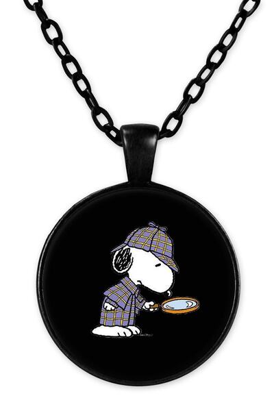 herotasarım Snoopy Detective Black Chain Necklace - Bll3605
