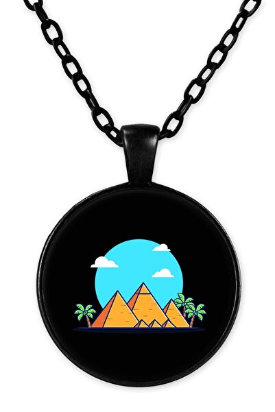 herotasarım قلادة الأهرامات المصرية مع سلسلة سوداء - Bll2136