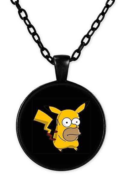 herotasarım سيمبسون بيكاتشو Bll3517 قلادة سلسلة سوداء