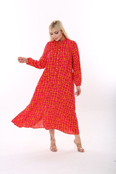 XL Modam Women's Plus Size Red Woven Viscose Shirt Dress
