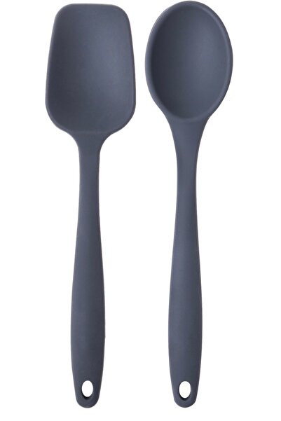 Kitchen Design Lab Büyük Boy Yanmaz Silikon Düz Spatula Kaşık Seti - Kaşık Ve...