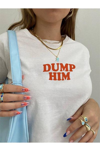 Touz zolid φορέστε Dump Him Printed White Crop