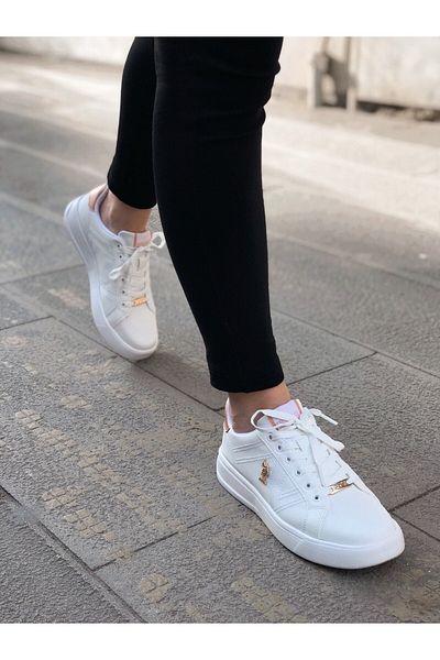 U.S. Polo Assn. Original Femei Micro Fibră Elegant White Golden Figure Daily Sneaker Pantofi sport Pantofi sport pentru femei