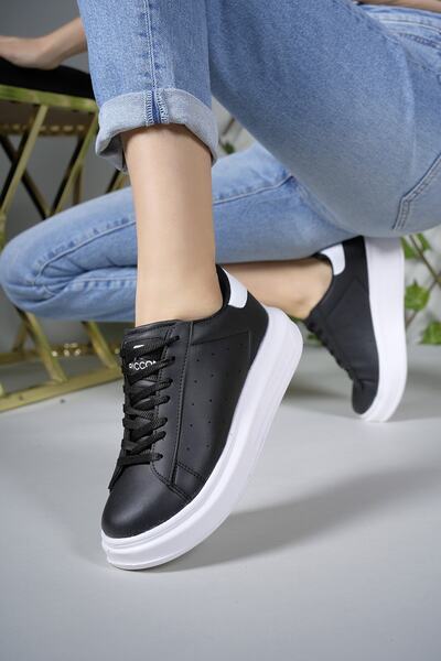 Riccon Women's Sneakers0012156 Black and White Skin