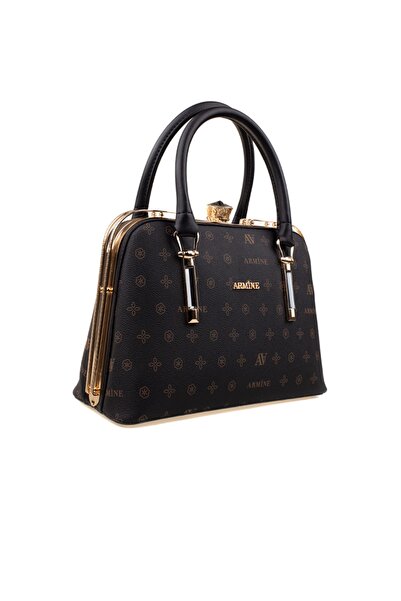 Armine Siyah Kadın Baskılı Şık Klasik El Çantası