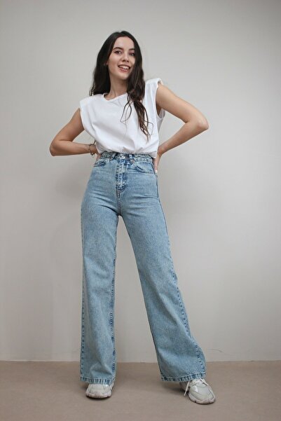 SANTA BELLA Ramrod 90's Light Blue Snow Wash Palazzo Jean Γυναικείο φαρδύ τζι...