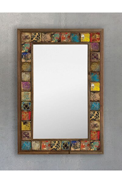 Oscar Stone Decor Masif Çerçeveli Mozaik Taş Ayna 43 cm X 63 cm