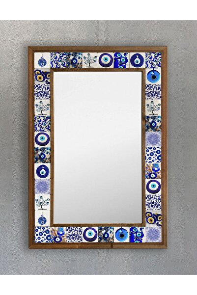 Oscar Stone Decor Masif Çerçeveli Mozaik Taş Doğal- Mermer) Ayna 43 cm X 63 c...