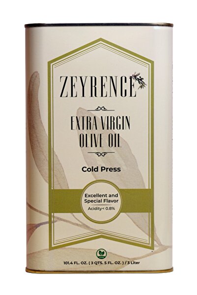 ZEYRENCE Natürel Sızma Soğuk Sıkım Zeytinyağı 3 Litre Teneke Ekstra Güvenli P...