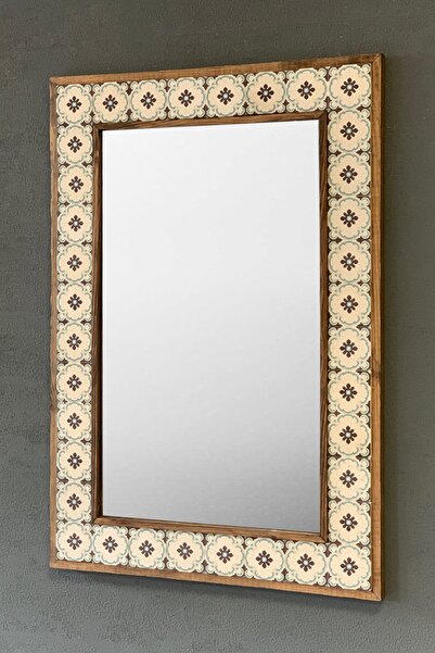 Oscar Stone Decor Masif Çerçeveli Mozaik Taş Ayna 43 Cm X 63 Cm (morocco-etni...