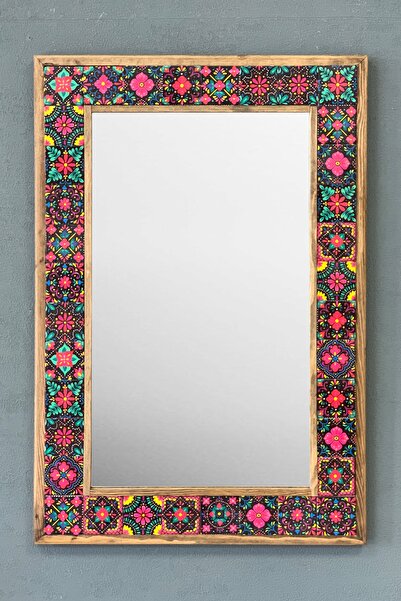 Oscar Stone Decor Masif Çerçeveli Mozaik Taş Ayna 43 Cm X 63 Cm (morocco-etni...
