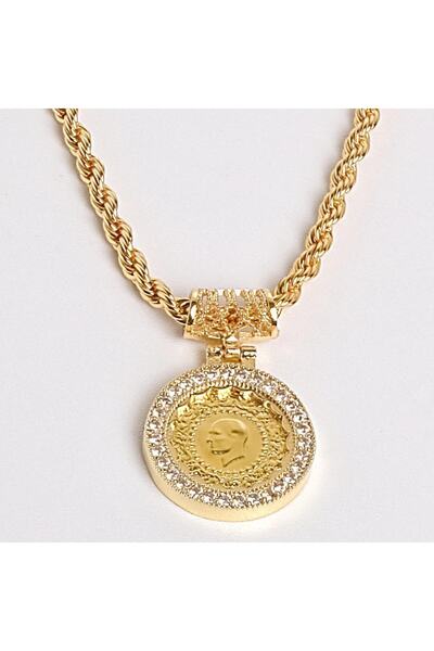 aytekgold 22 Ayar Çeyrek Altınlı Halat Kolye