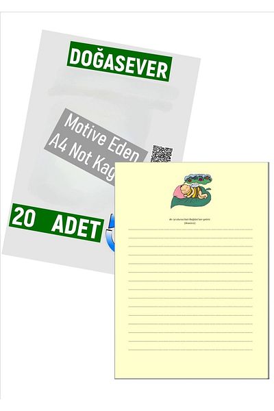 Doğasever Motivated A4 Note Paper 20 Colored Images and Textured Words