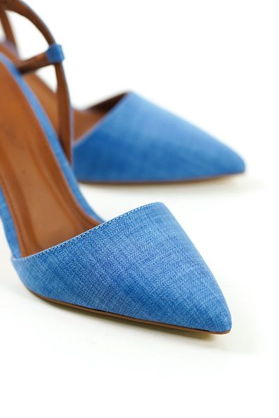 ZİESCE Pantofi stiletto decoltați cu toc albastru denim