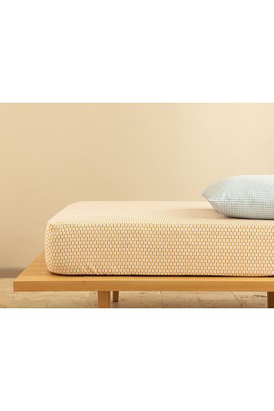 English Home Diamond Stripe Easy-Iron Single Elastic Bed Sheet 100x200 Cm Yellow