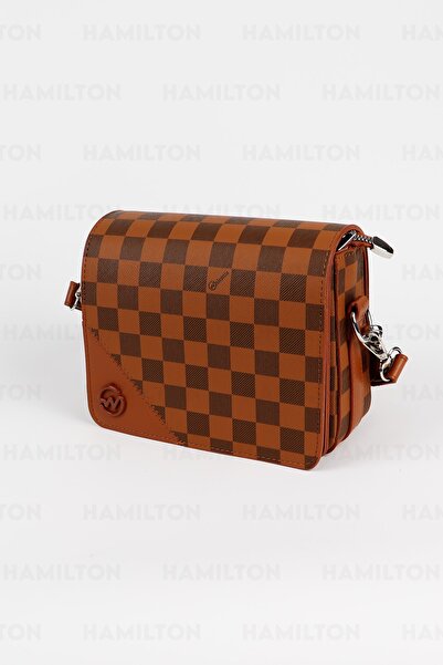 HAMILTON Original Women's Adjustable Cross Strap Leather Textured Detailed Covered Stylish Shoulder and Hand Bag