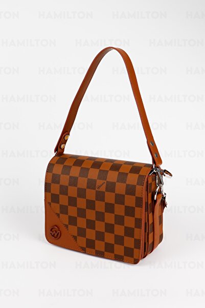 HAMILTON Original Women's Adjustable Cross Strap Leather Textured Detailed Covered Stylish Shoulder and Hand Bag