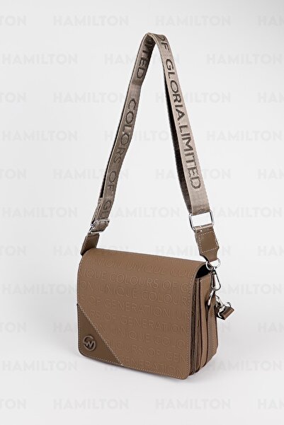 HAMILTON Original Women's Adjustable Cross Strap Leather Textured Detailed Covered Stylish Shoulder and Hand Bag