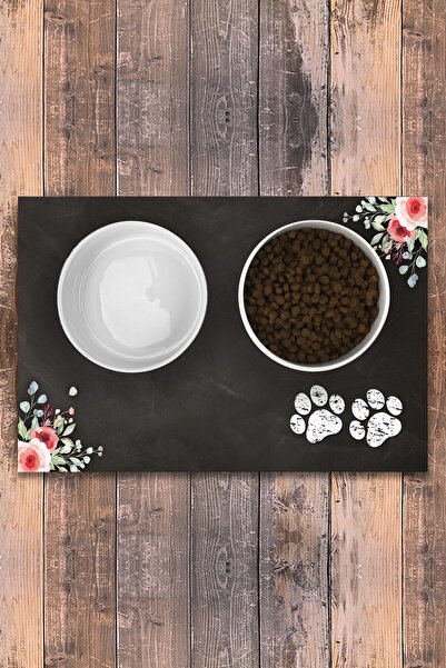 Vinil Kaymaz Tabanlı Keçe Baskılı Evcil Hayvan Pet Mama Paspası 30x45