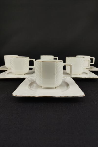 Digithome One Gold Line Porcelain 6-Piece Coffee Cup Set Gilded - Sqfes-90 C320.045