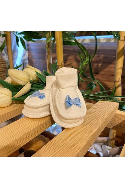 PATSAN Organic Cotton Combed Newborn Baby Booties Bow