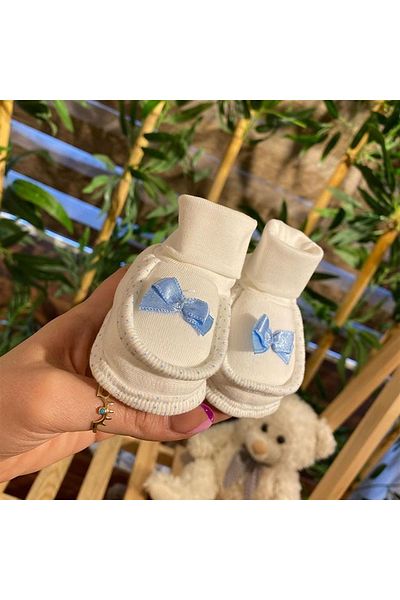 PATSAN Organic Cotton Combed Newborn Baby Booties Bow