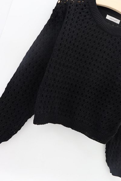 macharelbasic Pulover de damă, cu decolteu O, cu model, ajurat, tricotaj sezonier