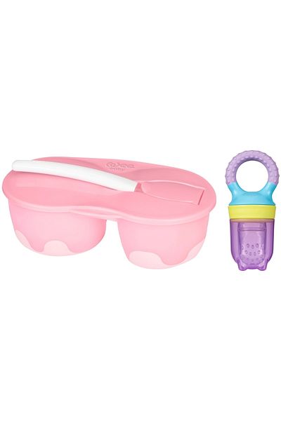 Wee Baby Pink Two-chamber Food Container Set - Fruit Strainer Purple