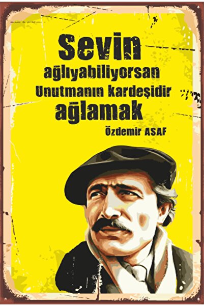 Hayat Poster Özdemir Asaf Şiir Edebiyat Retro Ahşap Poster