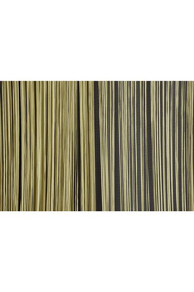 AKÇA TEKSTİL Flat Rope Model Light Khaki Green Color Ready Rope Curtain Width_300 Cm Length_280 Cm