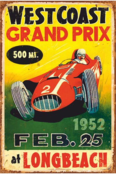 Hayat Poster Poster retro din lemn pentru curse de mașini de epocă Grand Prix