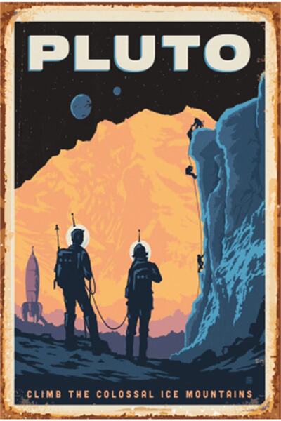 Hayat Poster Distracție Spațiu și Planete Pluto Poster Retro din Lemn