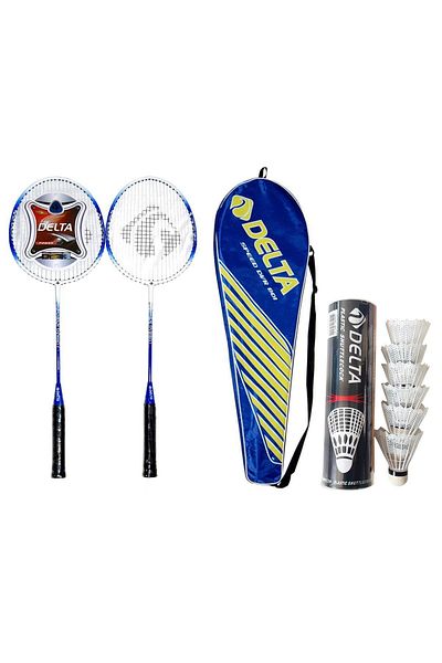 Delta 2Pcs Deluxe One Piece Badminton Racket + Badminton Bag + 6Pcs Badminton Ball Set