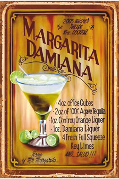 Hayat Poster Poster retro din lemn Cocktail Margarita Alcohol