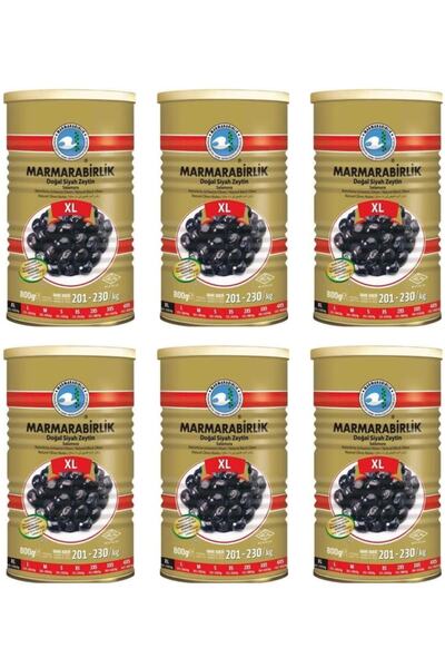 MarmaraBirlik Teneke Mega Zeytin 800 Gr 6 Adet