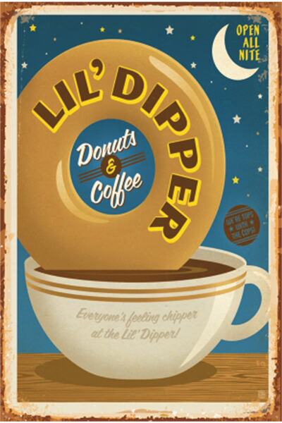 Hayat Poster Poster Retro Din Lemn Decorat Bucatarie Donat Si Cafea