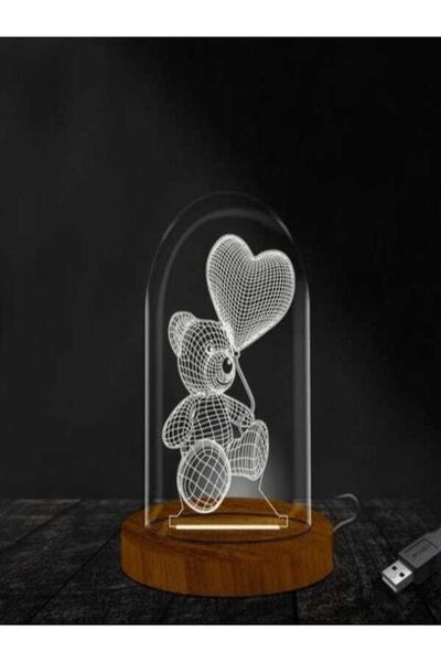 new and single Kalp Tutan Ayı Lamba Fanus 3 Boyutlu Ofiste Ve Ev Dekorasyonu ...