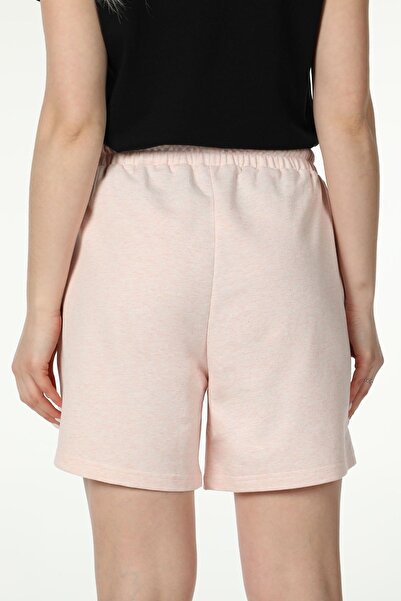defys Kadın Beli Lastikli Cepli Etiket Detaylı Regular Fit Şort Pembe Melanj