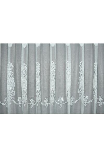 AKÇA TEKSTİL Embroidery 1 Model Cream Cream Color Single Wing Ready Planted Pleated Background Curtain 300*260 Cm