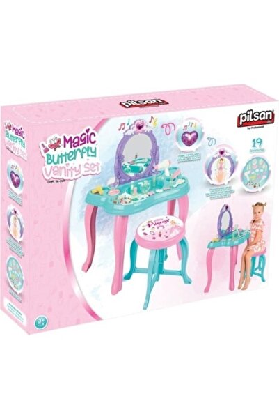 PİLSAN Oyuncak Müzikli Sihirli Kelebek Makyaj Masası 19 Aksesuar 3+ 06048 (ka...
