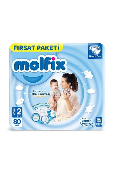 Molfix Bebek Bezi 2 Beden Mini 3-6 Kg 80 'li Bantlı Bez